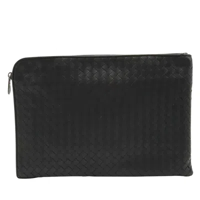 Bottega Veneta Intrecciato Black Leather Clutch Bag ()