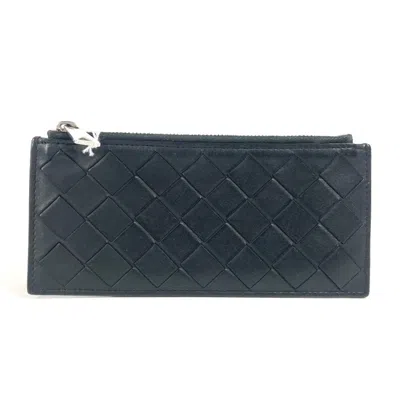 Pre-owned Bottega Veneta Intrecciato Black Leather Coin Purse/coin Case ()