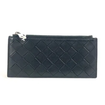 Pre-owned Bottega Veneta Intrecciato Black Leather Coin Purse/coin Case ()