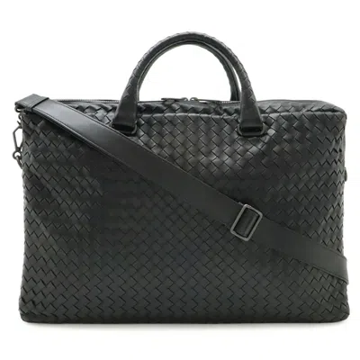 Pre-owned Bottega Veneta Intrecciato Black Leather Handbag Shoulder Bag ()