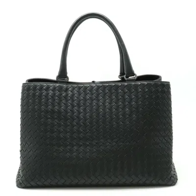 Pre-owned Bottega Veneta Intrecciato Black Leather Handbag Tote Bag ()