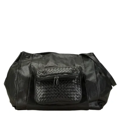 Pre-owned Bottega Veneta Intrecciato Black Leather Shoulder Bag ()