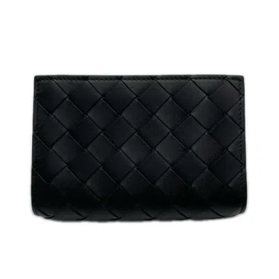 Pre-owned Bottega Veneta Intrecciato Black Leather Wallet (bi-fold) ()