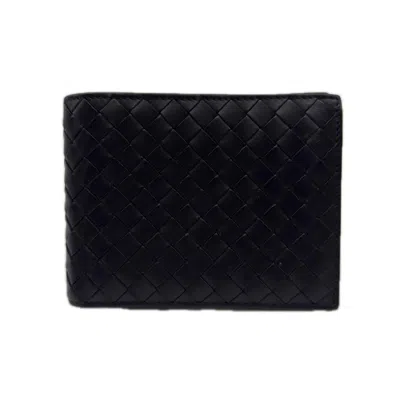 Pre-owned Bottega Veneta Intrecciato Black Leather Wallet (bi-fold) ()