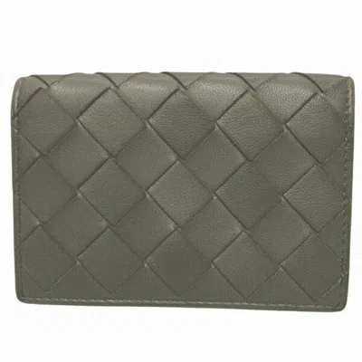 Bottega Veneta Intrecciato Black Leather Wallet  () In Green