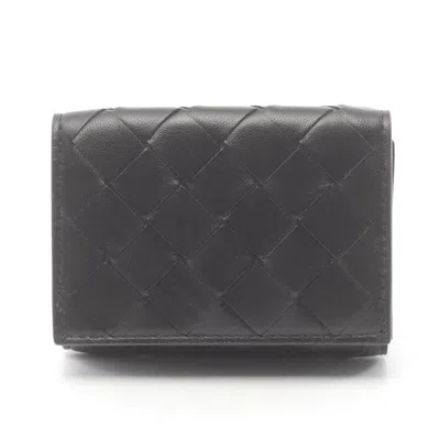 Bottega Veneta Intrecciato Black Leather Wallet (tri-fold)