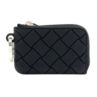 Pre-owned Bottega Veneta Intrecciato Black Rubber Coin Purse/coin Case ()
