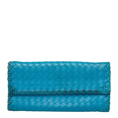 Pre-owned Bottega Veneta Intrecciato Blue Intrecciato Coin Purse/coin Case ()