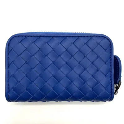 Pre-owned Bottega Veneta Intrecciato Blue Leather Coin Purse/coin Case ()