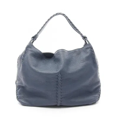 Pre-owned Bottega Veneta Intrecciato Blue Leather Shoulder Bag ()
