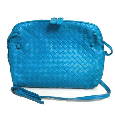 Pre-owned Bottega Veneta Intrecciato Blue Leather Shoulder Bag ()