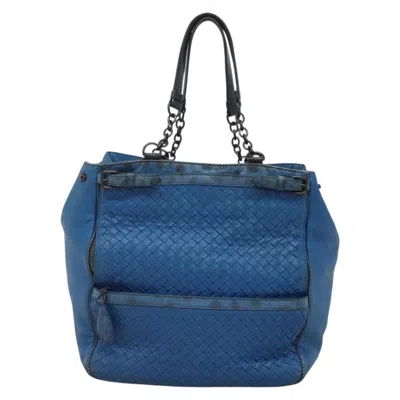 Pre-owned Bottega Veneta Intrecciato Blue Leather Tote Bag ()