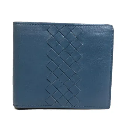 Pre-owned Bottega Veneta Intrecciato Blue Leather Wallet (bi-fold) ()