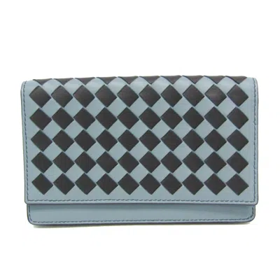 Pre-owned Bottega Veneta Intrecciato Blue Leather Wallet  ()