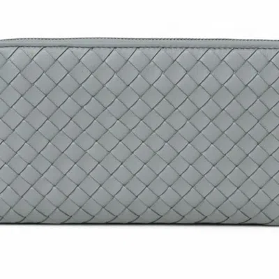 Pre-owned Bottega Veneta Intrecciato Blue Long Wallet (bi-fold) ()