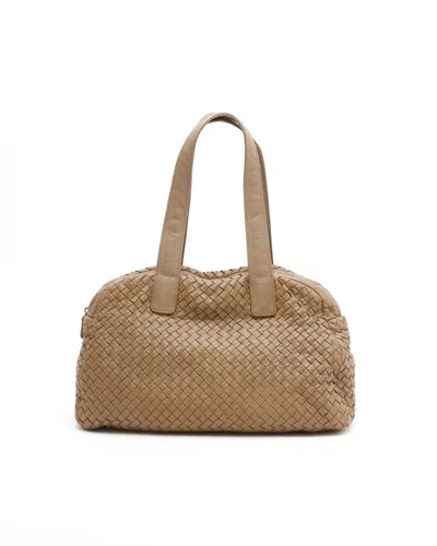 Bottega Veneta Intrecciato Boston Bag In Brown