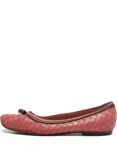 Pre-owned Bottega Veneta Intrecciato Bow-detailing Ballet Flats