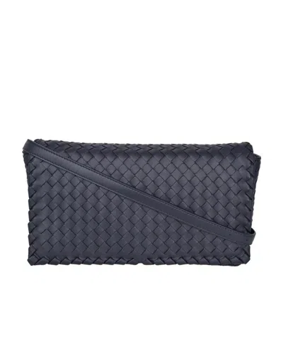 Bottega Veneta Intrecciato Braided Buckle Shoulder Bag In Blue