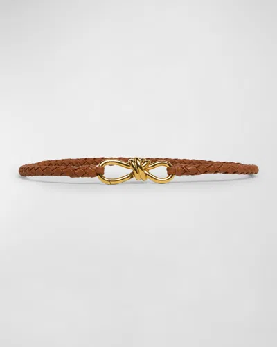 Bottega Veneta Intrecciato Braided Nappa Leather Belt In Brown