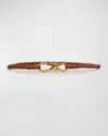 Bottega Veneta Intrecciato Braided Nappa Leather Belt In 2599 Cognac M Brass