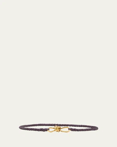 Bottega Veneta Intrecciato Braided Nappa Leather Belt In Dark Mystic Muse Brass