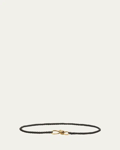 Bottega Veneta Intrecciato Braided Nappa Leather Belt In Fondant M Brass