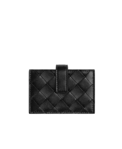 Bottega Veneta Intrecciato Braided Organ Card Bag In Black