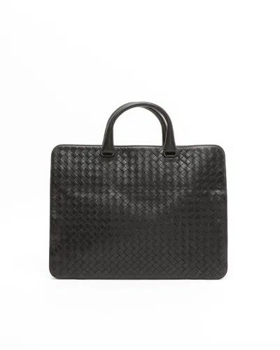 Bottega Veneta Intrecciato Briefcase Bag In Black