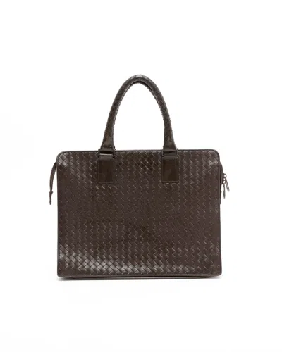 Bottega Veneta Intrecciato Briefcase Bag In Brown