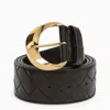 Bottega Veneta Intrecciato Brown Belt In Brown