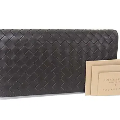 Pre-owned Bottega Veneta Intrecciato Brown Intrecciato Long Wallet (bi-fold) ()