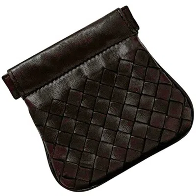 Pre-owned Bottega Veneta Intrecciato Brown Leather Coin Purse/coin Case ()