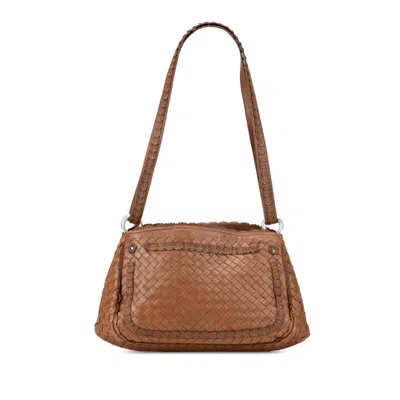 Pre-owned Bottega Veneta Intrecciato Brown Leather Shoulder Bag ()