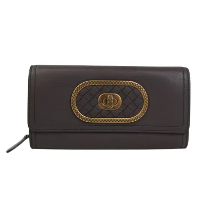 Pre-owned Bottega Veneta Intrecciato Brown Leather Wallet  ()