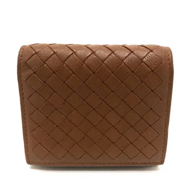 Pre-owned Bottega Veneta Intrecciato Brown Leather Wallet (tri-fold) ()