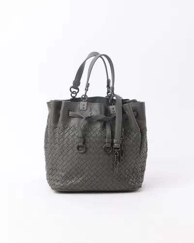 Bottega Veneta Intrecciato Bucket Bag In Gray