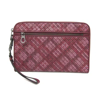 Pre-owned Bottega Veneta Intrecciato Burgundy Leather Clutch Bag ()