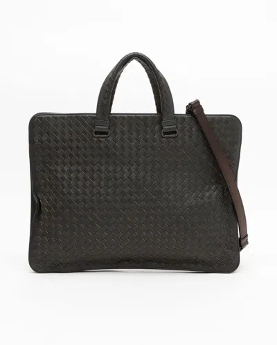 Bottega Veneta Intrecciato Business Bag In Black
