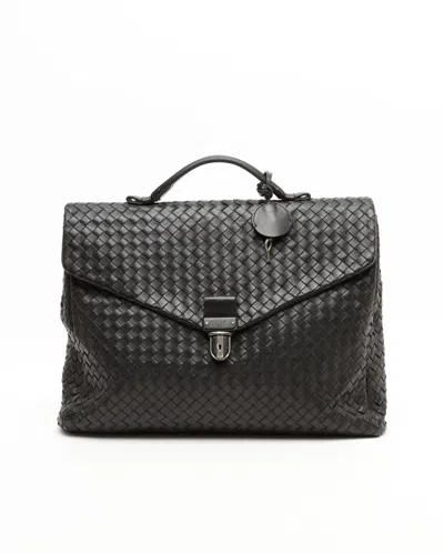 Bottega Veneta Intrecciato Business Bag In Black