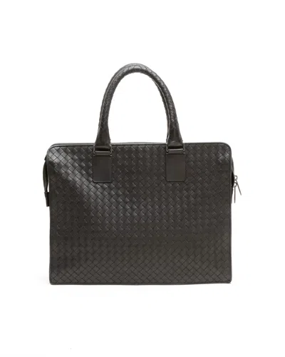Bottega Veneta Intrecciato Business Bag In Black