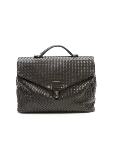 Bottega Veneta Intrecciato Business Bag In Black