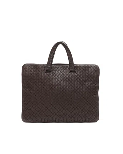 Bottega Veneta Intrecciato Business Bag In Brown