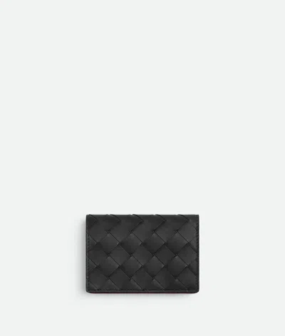 Bottega Veneta Intrecciato Visitenkartenetui In Black/madder Brown