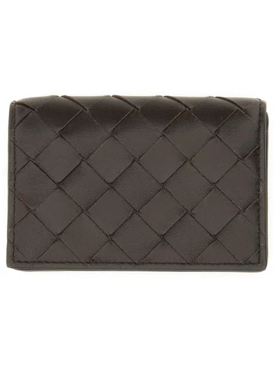 Bottega Veneta Intrecciato Business Card Case In Brown
