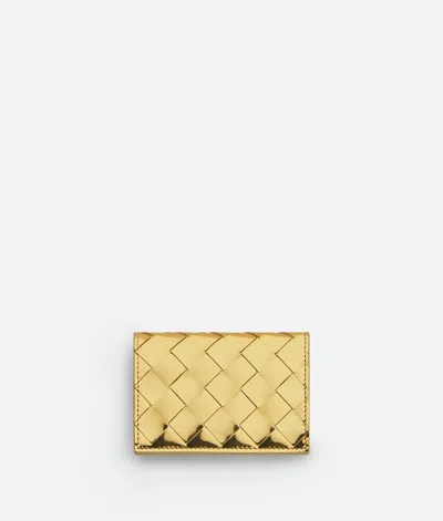 Bottega Veneta Intrecciato Business Card Case In Gold
