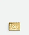 Bottega Veneta Intrecciato Business Card Case In Gold