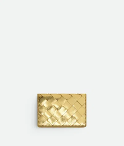 Bottega Veneta Intrecciato Visitenkartenetui In Gold