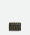 Bottega Veneta Intrecciato Business Card Case In Kaki/dark Praline