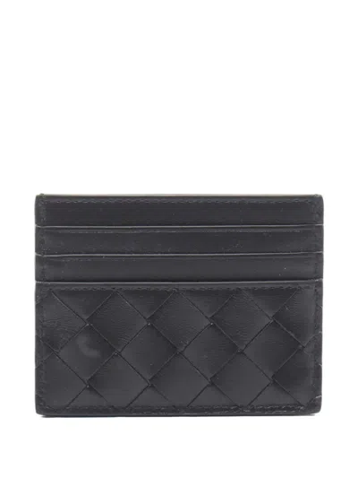 Pre-owned Bottega Veneta Intrecciato Card Case In Black