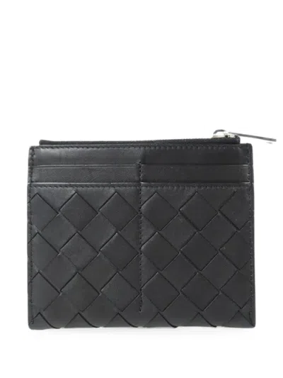 Pre-owned Bottega Veneta Intrecciato Card Case In Black